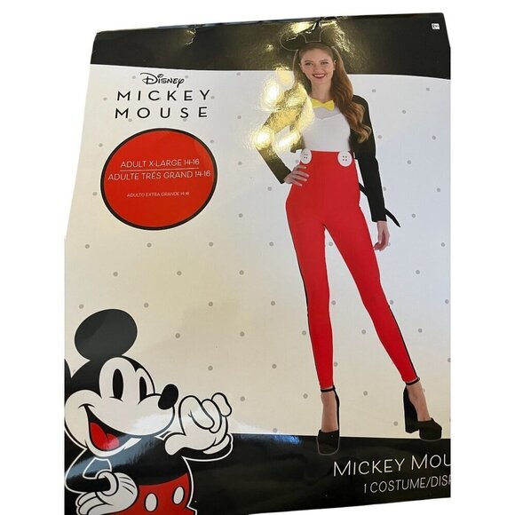 Disney Mickey Mouse Adult Costume Size XLarge 14-16 With Ears & Tail - Picture 5 of 6